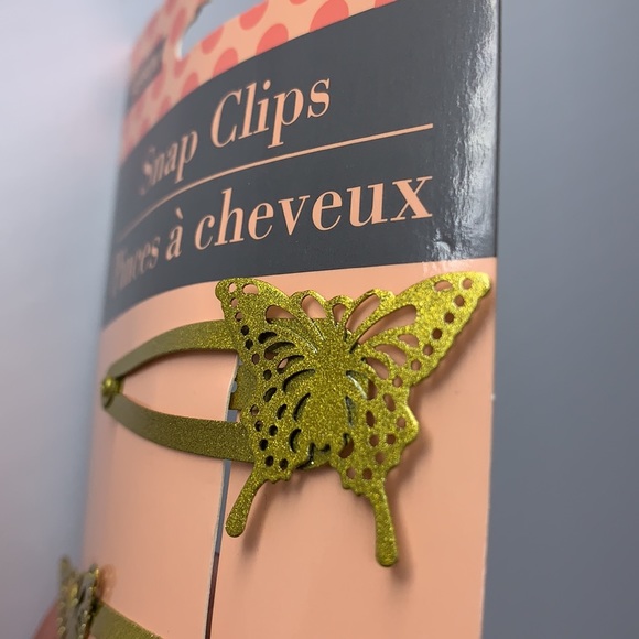 2 butterfly hair snap clips accessories new gold - Picture 7 of 8